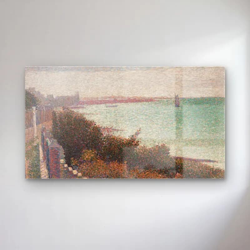 George Seurat – Grandcamp Evening cam tablo — George Seurat – Grandcamp Evening — empresyonist liman ve tekneler