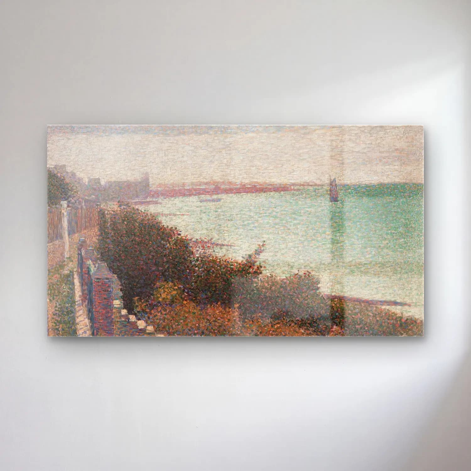 George Seurat – Grandcamp Evening cam tablo — George Seurat – Grandcamp Evening — empresyonist liman ve tekneler