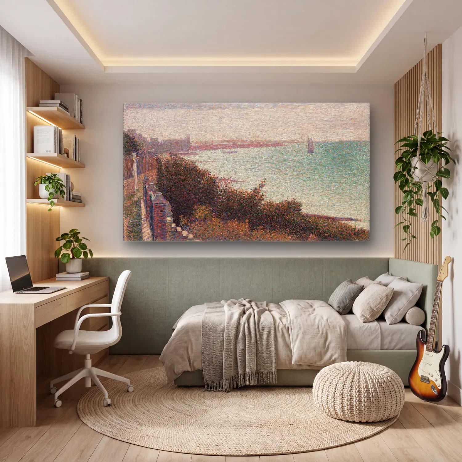 George Seurat – Grandcamp Evening cam tablo — genç odasında