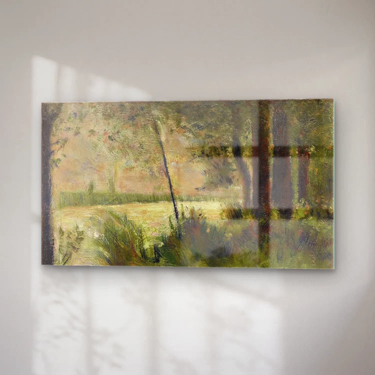 George Seurat – Grassy Riverbank cam tablo — sağ açıdan görünüm