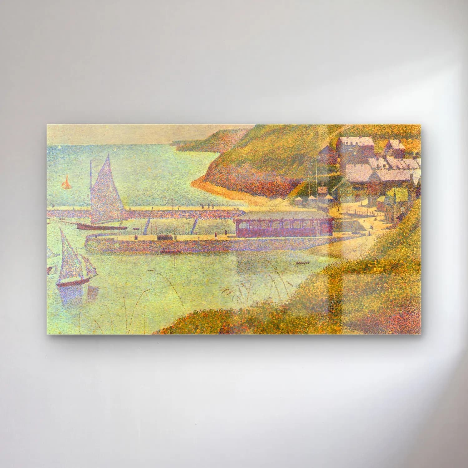 George Seurat – Harbour at Port-en-Bessin at High Tide cam tablo — George Seurat – Harbour at Port-en-Bessin at High Tide — empresyonist liman ve tekneler