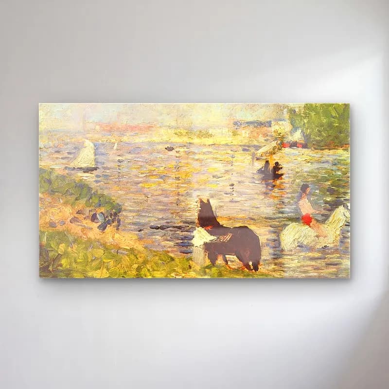 George Seurat – Horses in the Water cam tablo — George Seurat – Horses in the Water — empresyonist at