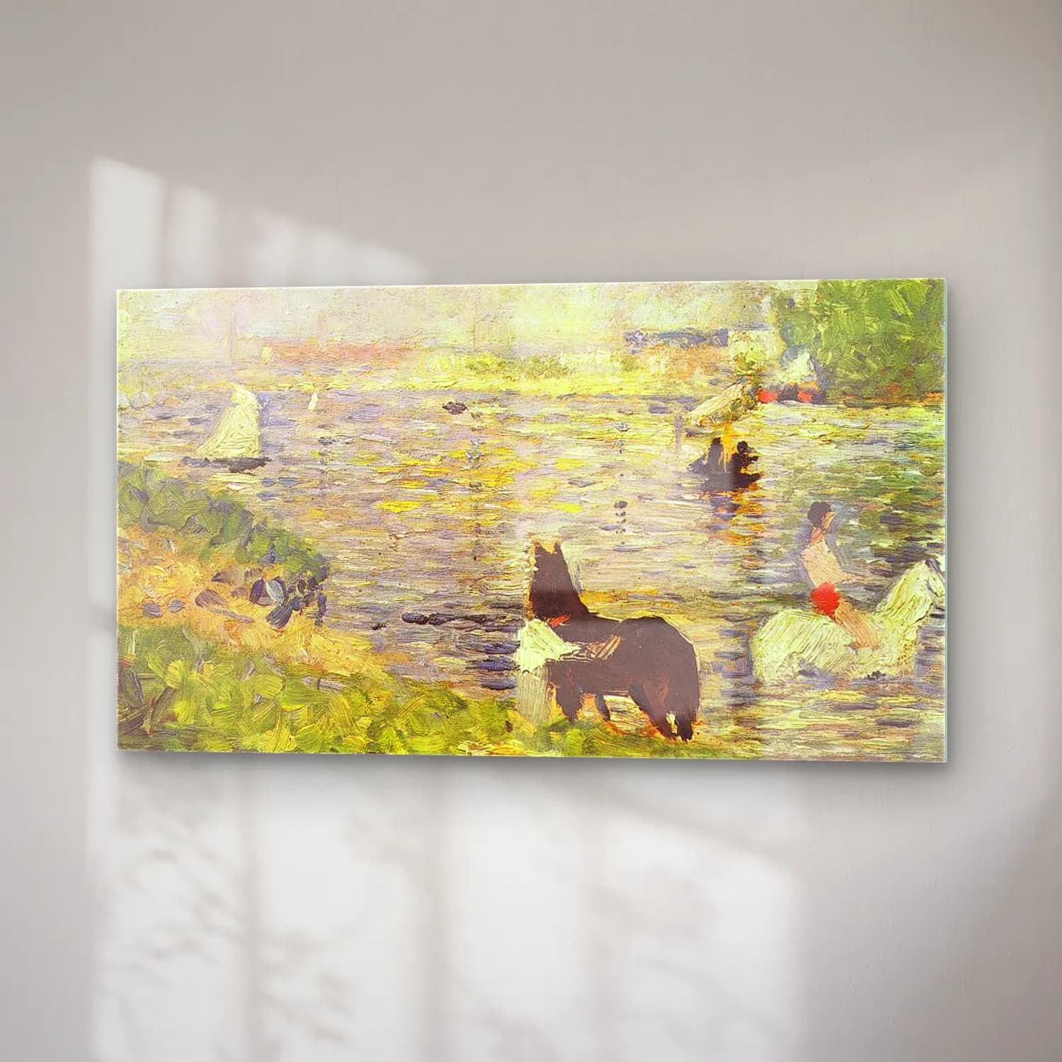 George Seurat – Horses in the Water cam tablo — sağ açıdan görünüm
