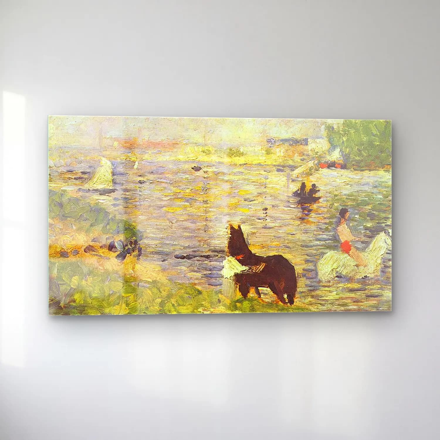 George Seurat – Horses in the Water cam tablo — sol açıdan görünüm