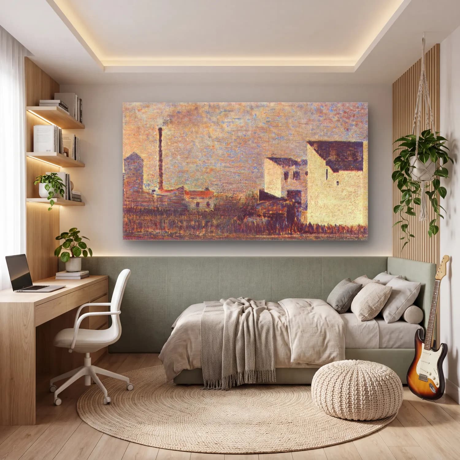 George Seurat – Industrial Suburb cam tablo — genç odasında