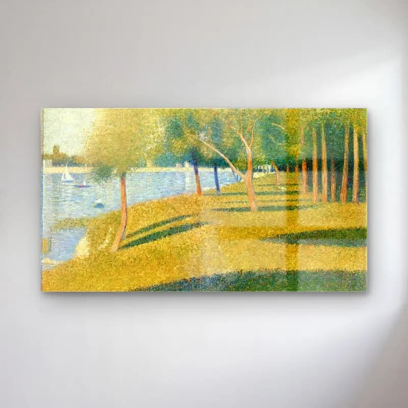 George Seurat – Island of La Grande Jatte cam tablo — George Seurat – Island of La Grande Jatte — empresyonist kırda nehir