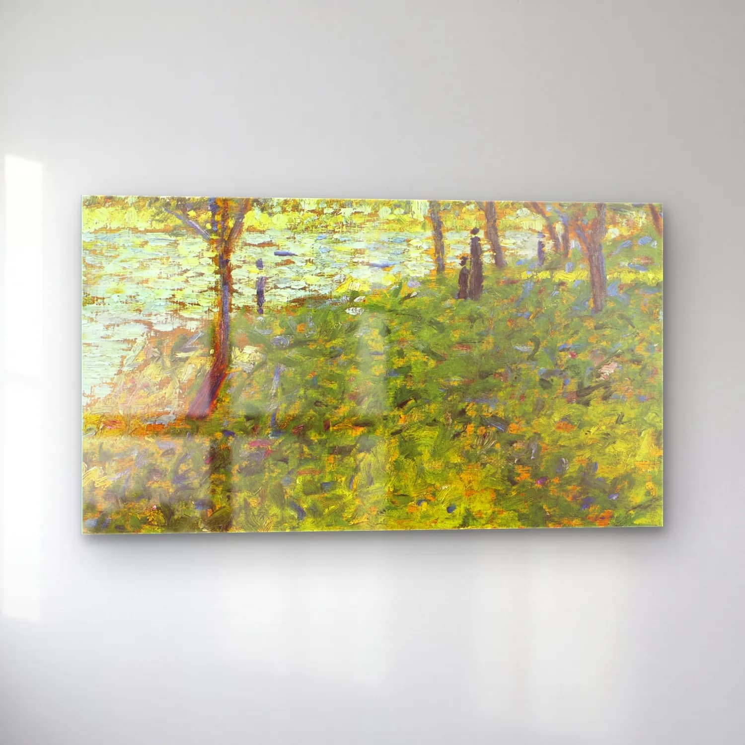 George Seurat – Landscape with Figure. Study for La Grande Jatte cam tablo — sol açıdan görünüm