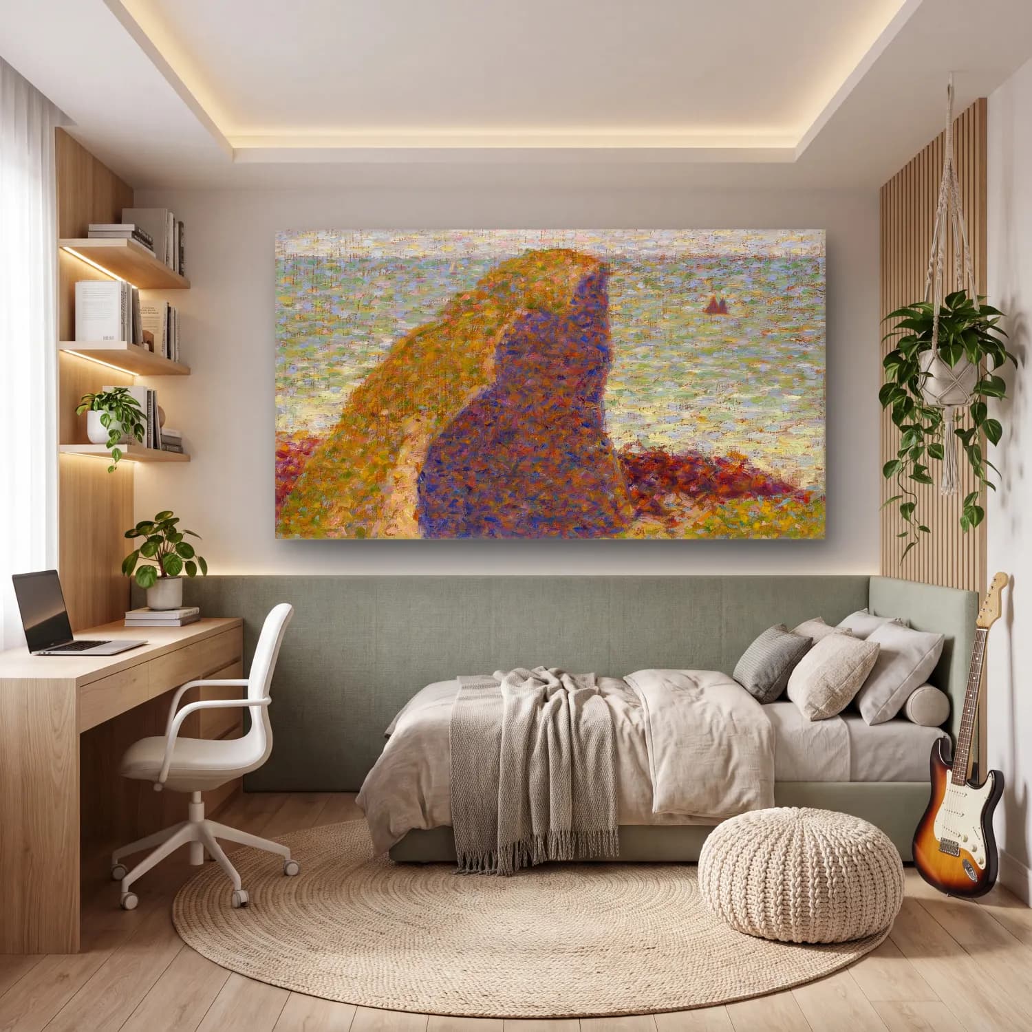 George Seurat – Le Bec du Hoc, Grandcamp cam tablo — genç odasında