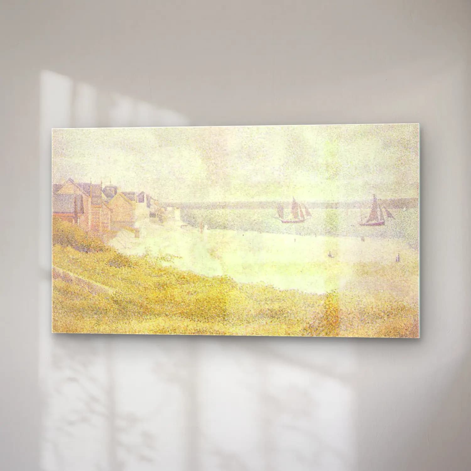 George Seurat – Le Croty Looking Upstream cam tablo — sağ açıdan görünüm