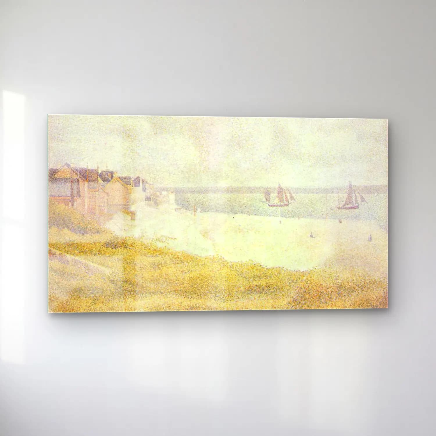 George Seurat – Le Croty Looking Upstream cam tablo — sol açıdan görünüm