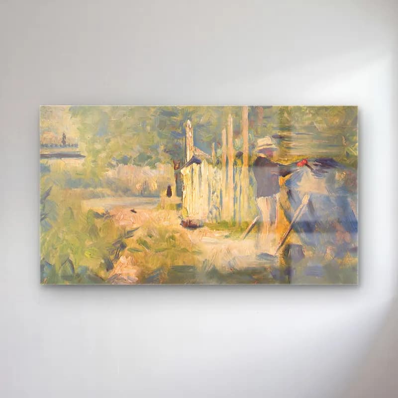 George Seurat – Man Painting A Boat cam tablo — George Seurat – Man Painting A Boat — empresyonist kır evi