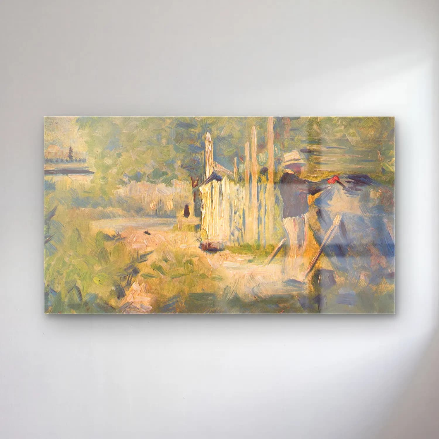 George Seurat – Man Painting A Boat cam tablo — George Seurat – Man Painting A Boat — empresyonist kır evi