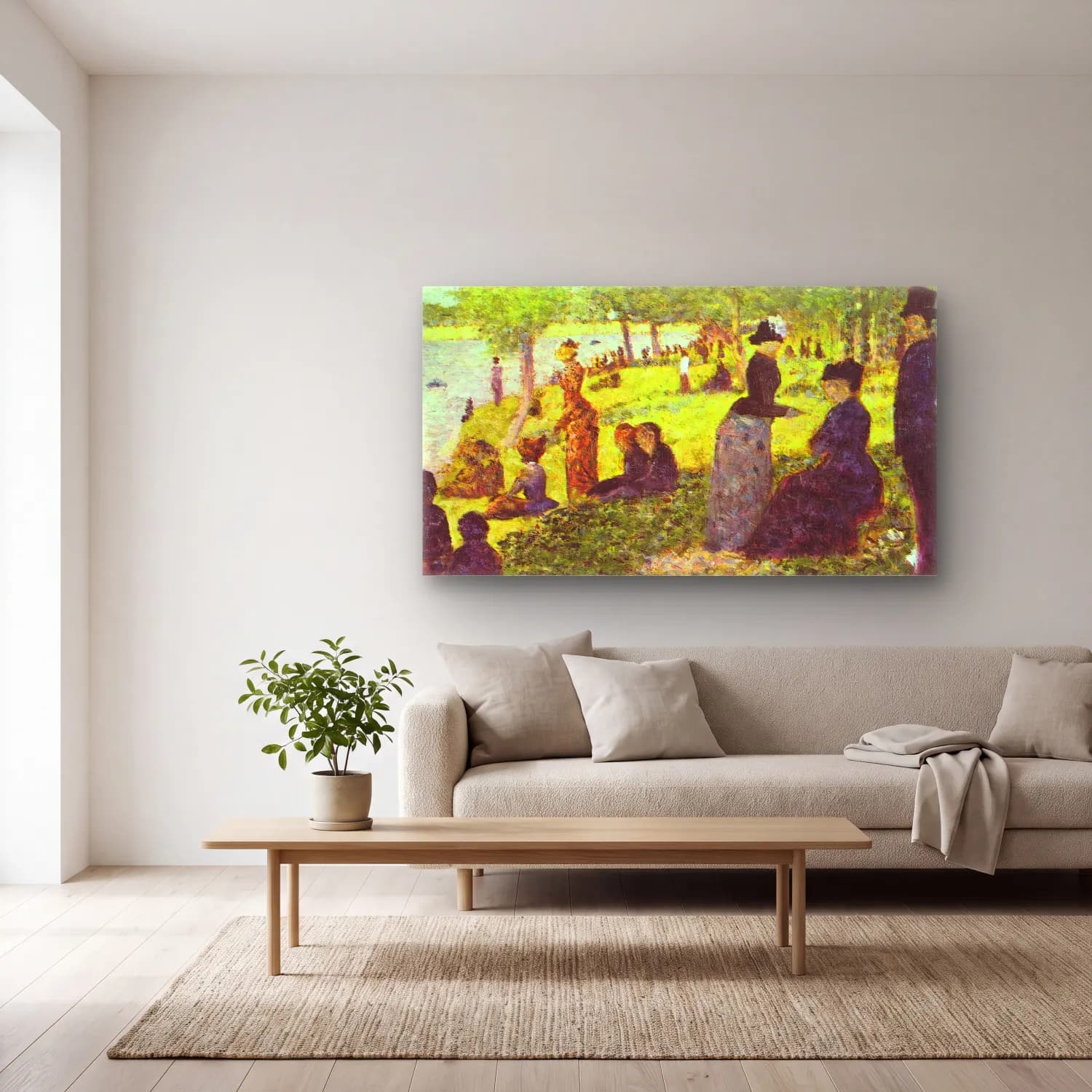 George Seurat – Oil sketch for La Grande Jatte cam tablo — açık renk salonda
