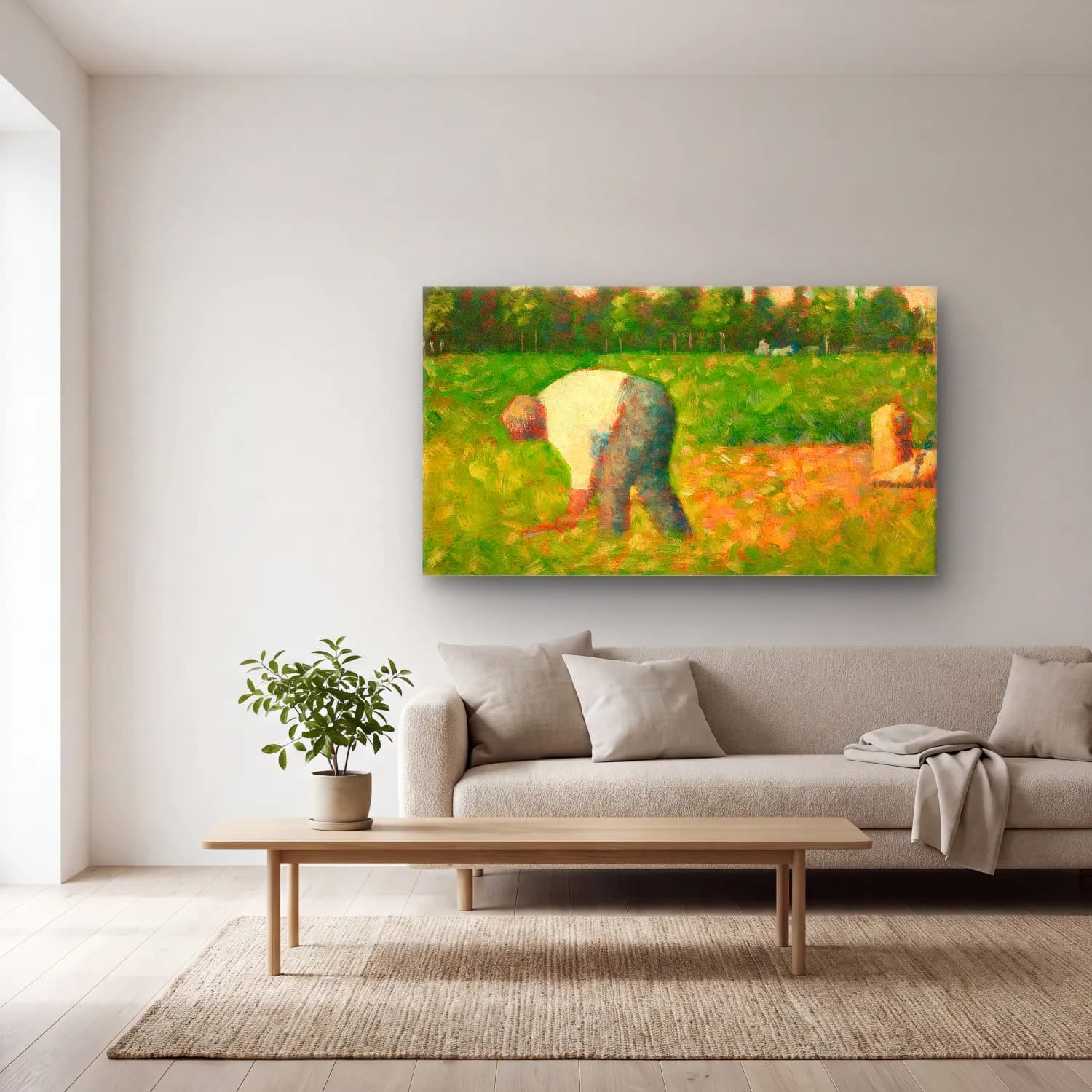 George Seurat – Peasant Laboring cam tablo — açık renk salonda