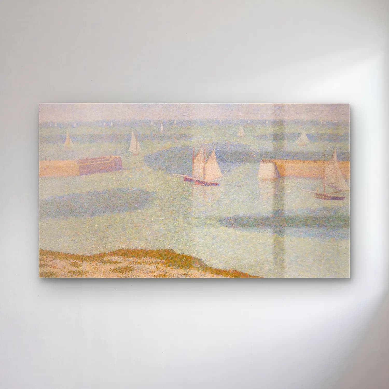 George Seurat – Port-en-Bessin, Entrance to the Harbor cam tablo — George Seurat – Port-en-Bessin, Entrance to the Harbor — empresyonist yelkenliler