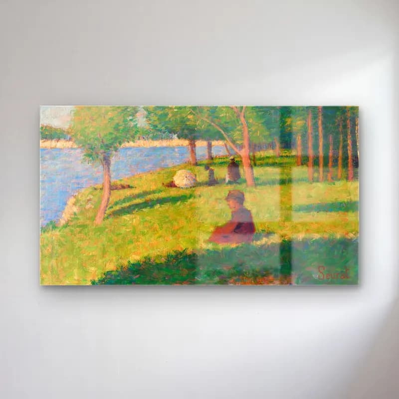 George Seurat – Seated Figures cam tablo — George Seurat – Seated Figures — empresyonist kitap okuyan kadın
