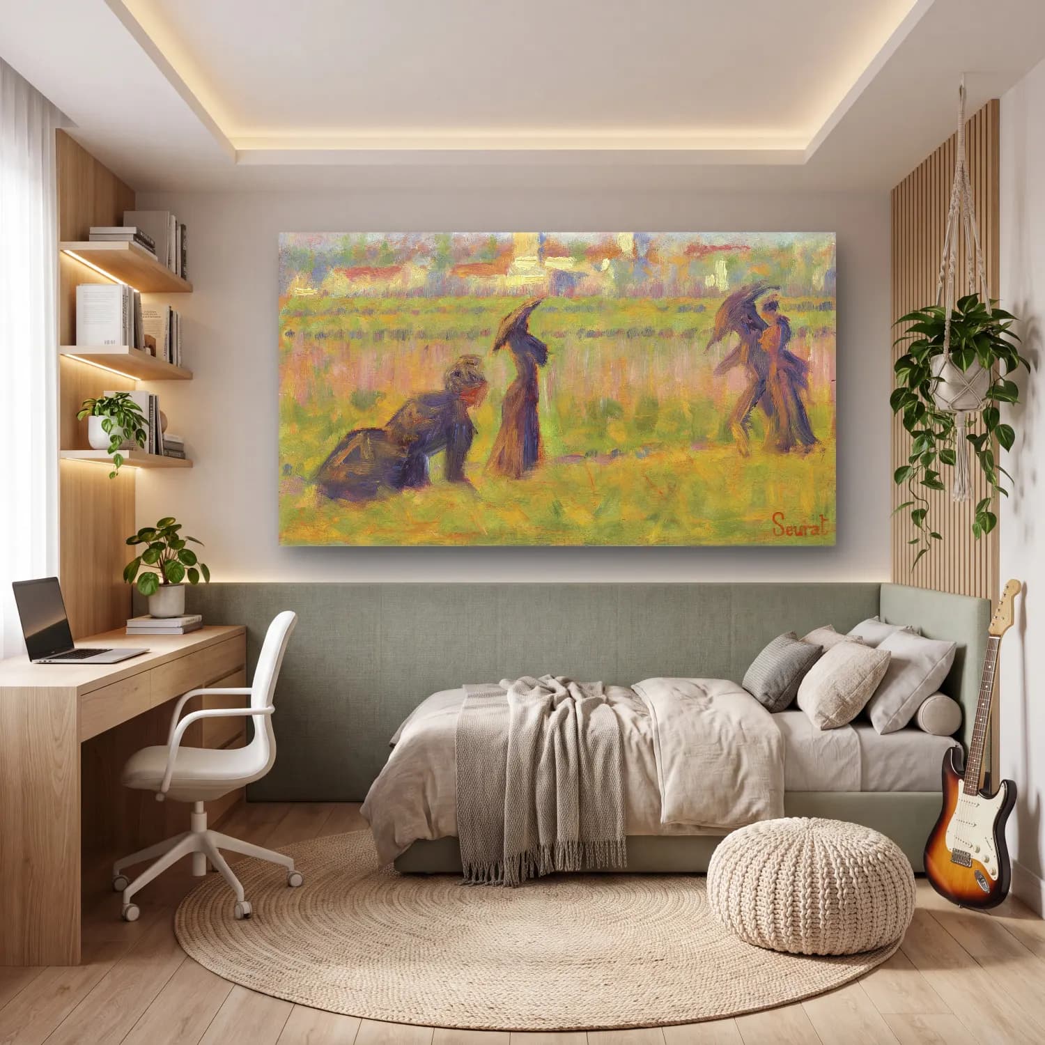 George Seurat – Seurat Figures In Landscape cam tablo — genç odasında