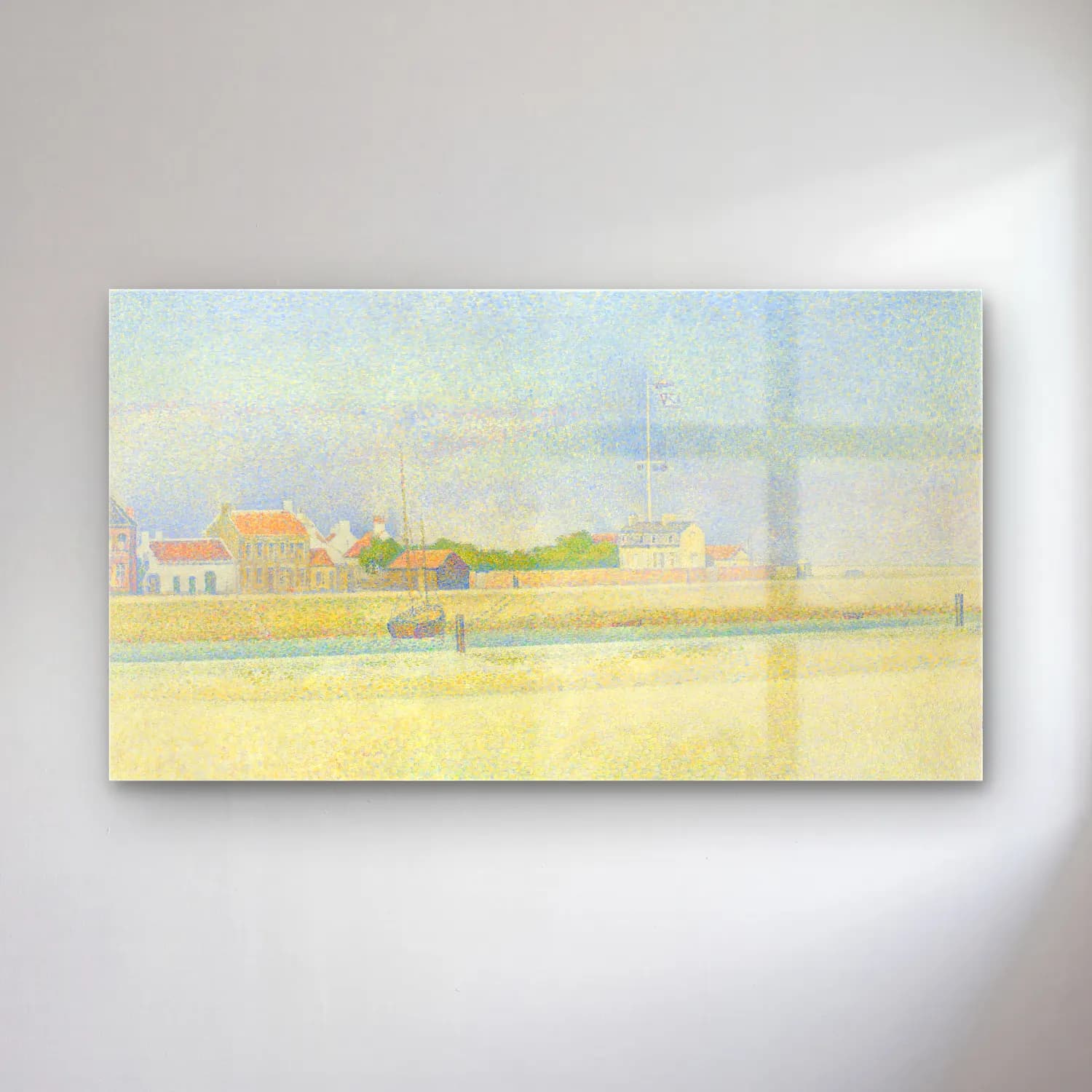 George Seurat – The Channel at Gravelines, Grand Fort-Philippe cam tablo — George Seurat – The Channel at Gravelines, Grand Fort-Philippe — empresyonist liman ve tekneler