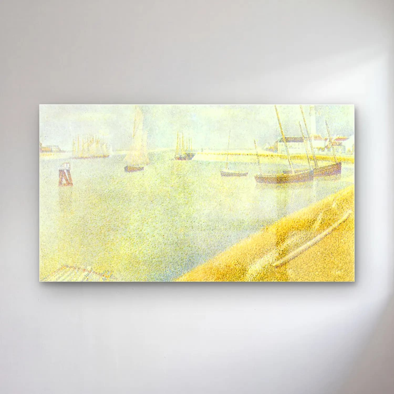 George Seurat – The Channel at Gravelines cam tablo — George Seurat – The Channel at Gravelines — empresyonist liman ve tekneler
