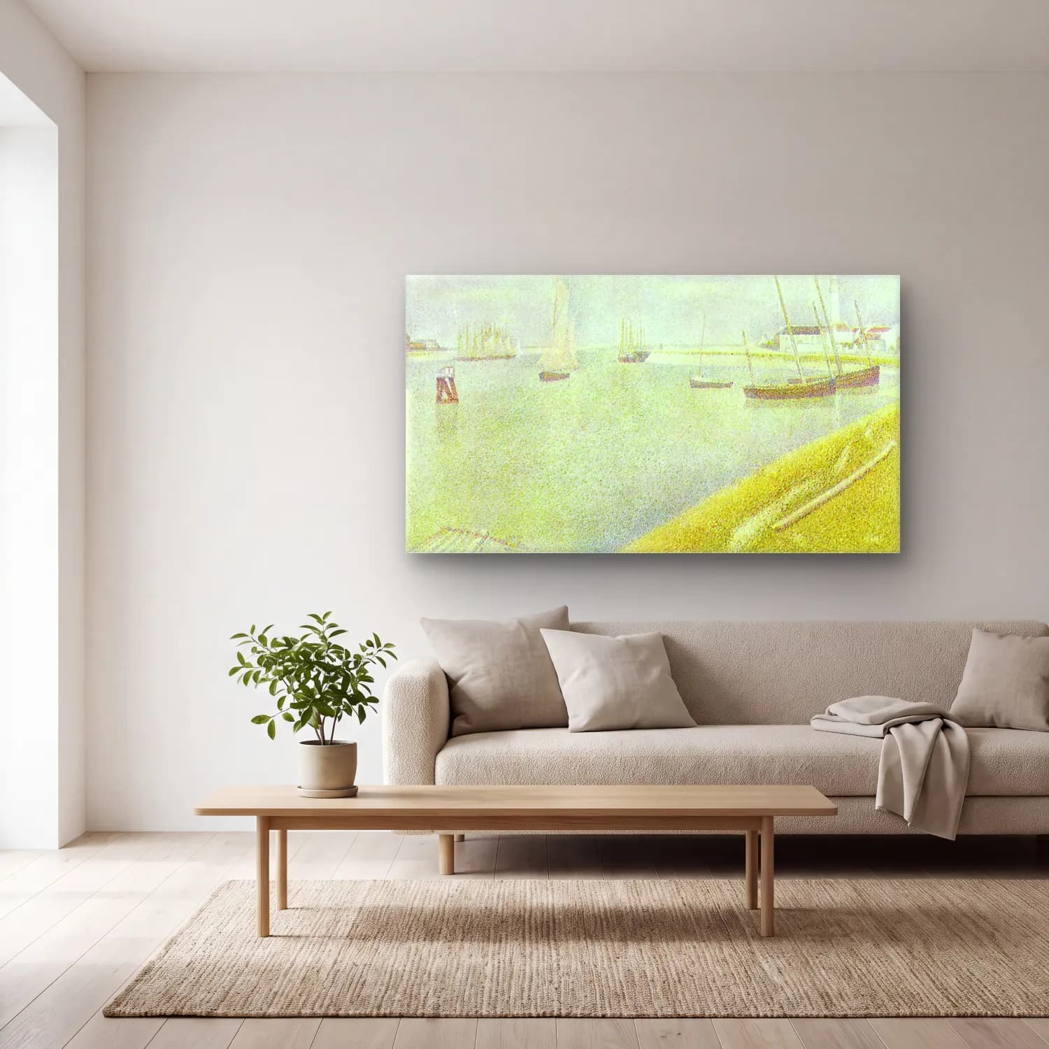 George Seurat – The Channel at Gravelines cam tablo — açık renk salonda