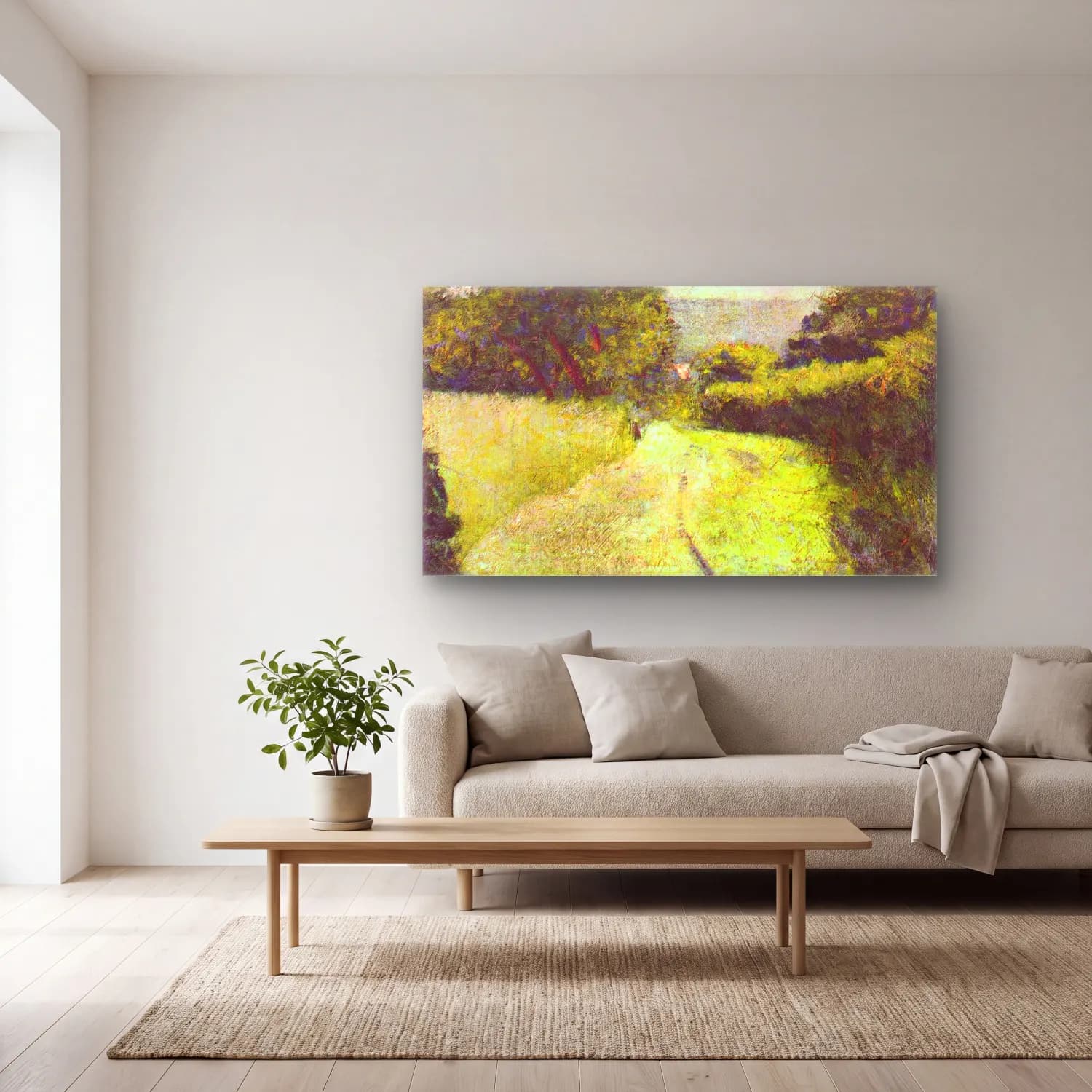George Seurat – The Hollow Way cam tablo — açık renk salonda