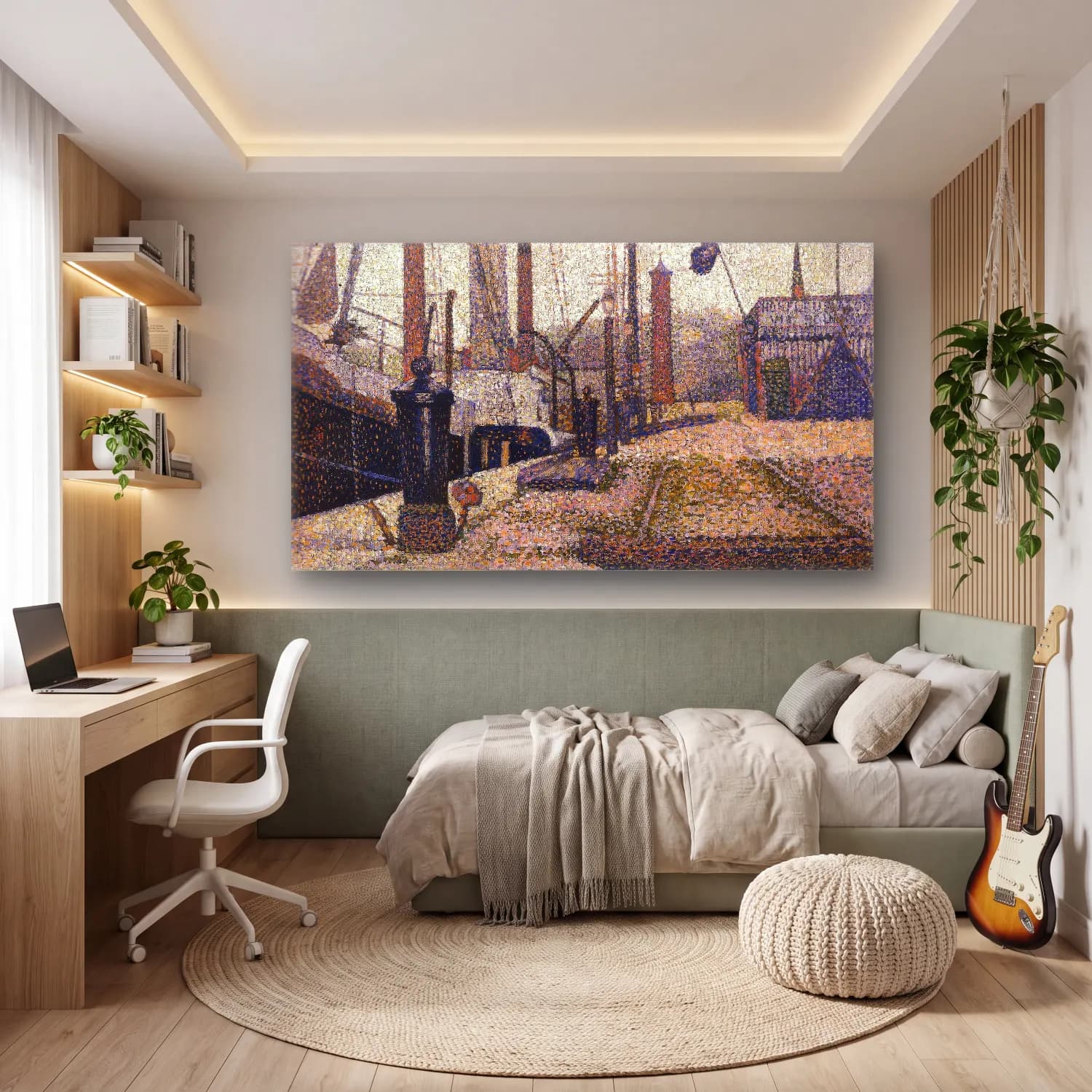 George Seurat – The Maria, Honfleur cam tablo — genç odasında