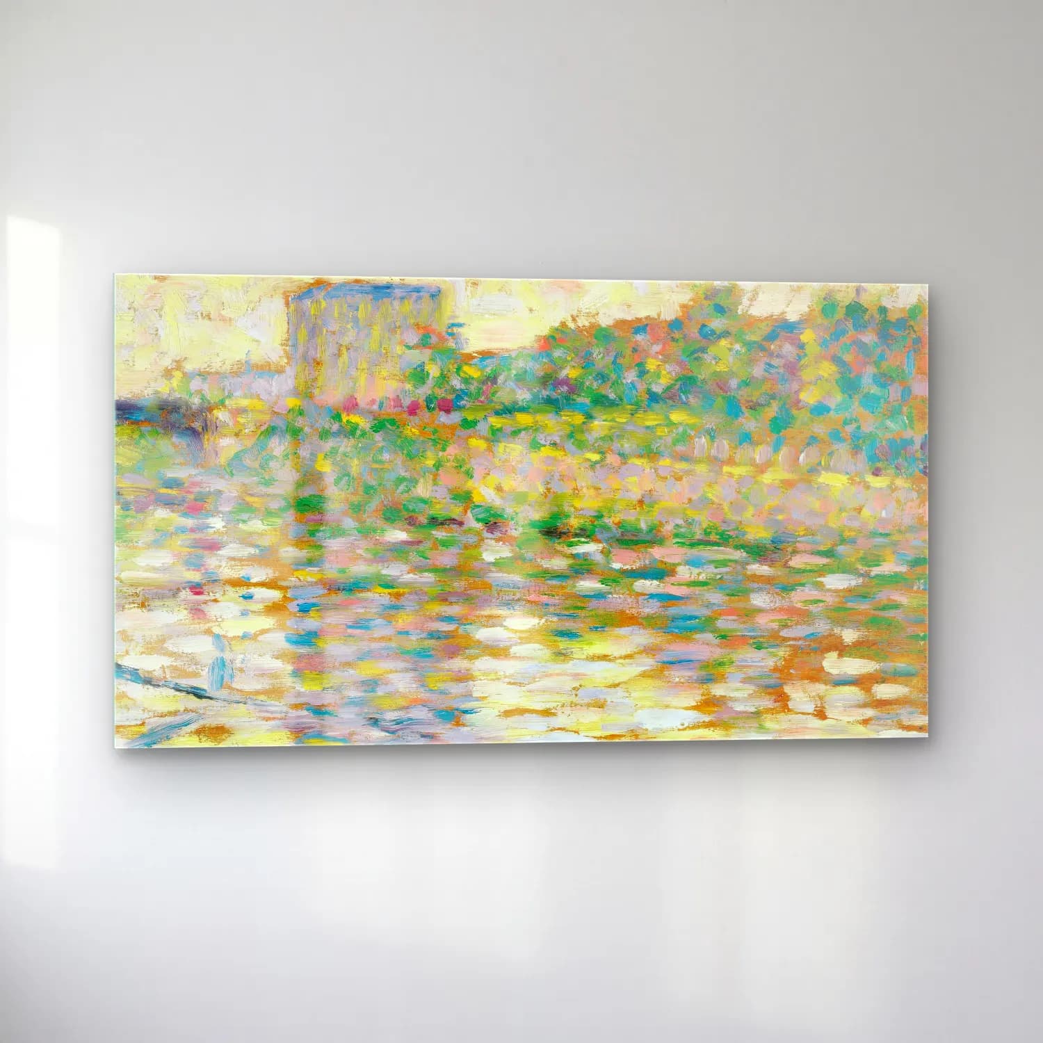 George Seurat – The Seine at Courbevoie cam tablo — sol açıdan görünüm