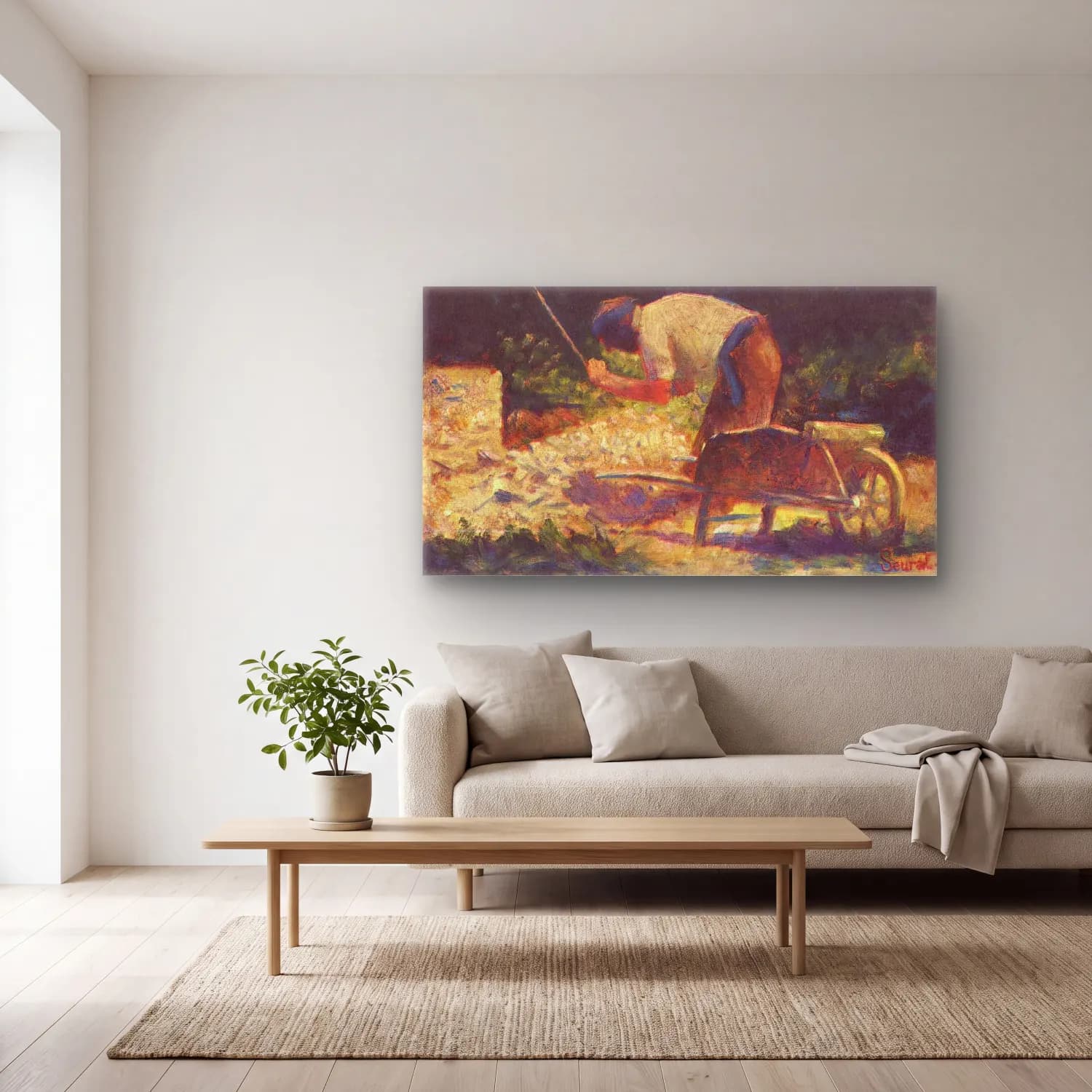 George Seurat – The Stone Breaker cam tablo — açık renk salonda