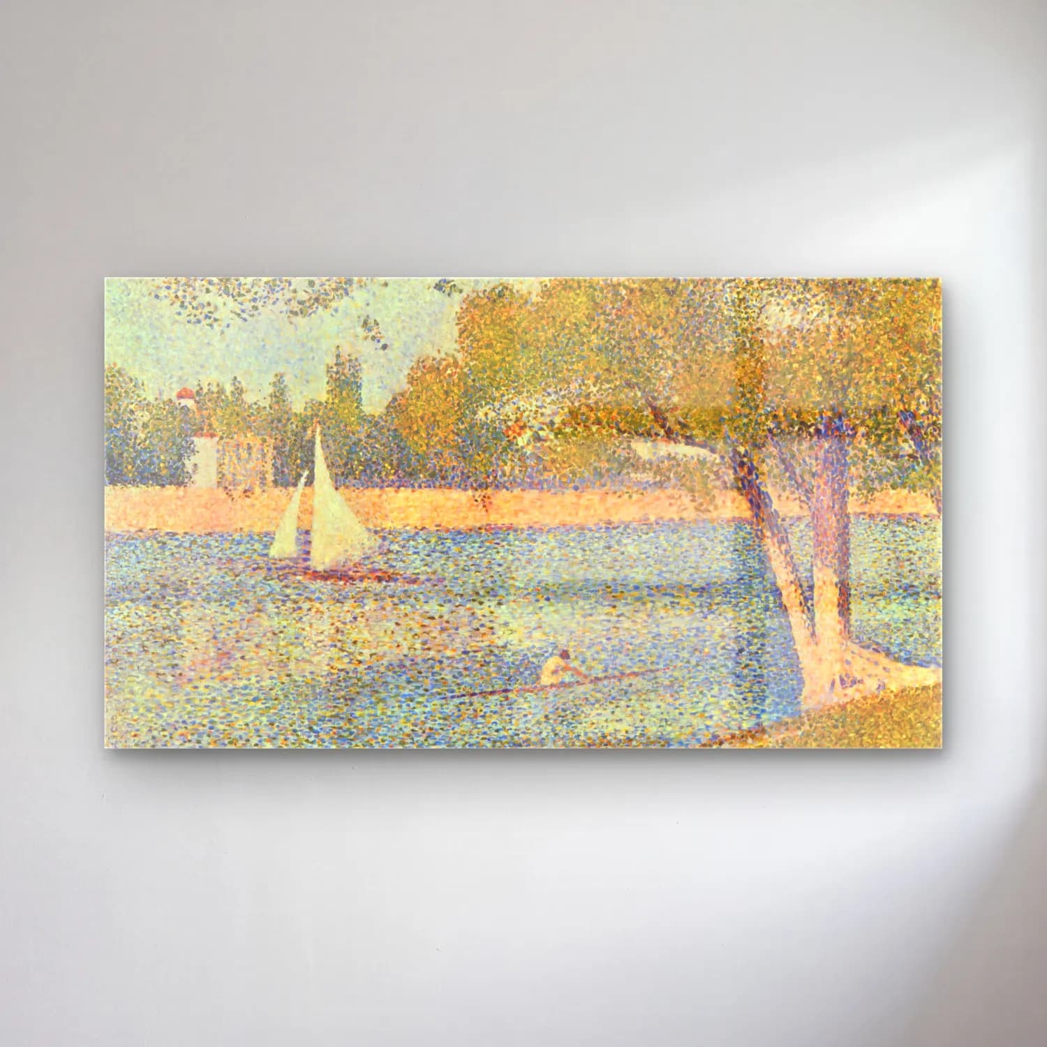 George Seurat – The river Seine at La Grande cam tablo — George Seurat – The river Seine at La Grande — empresyonist yelken yarışı