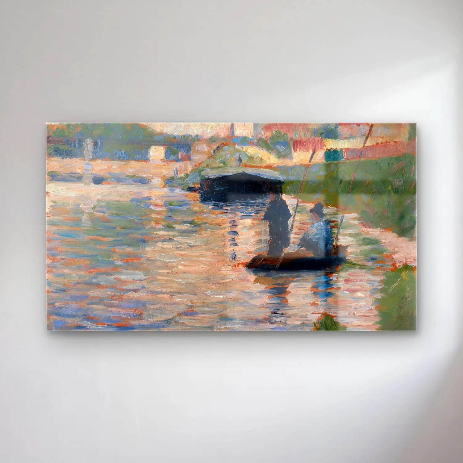 George Seurat – View of the Seine cam tablo — George Seurat – View of the Seine — empresyonist liman ve tekneler