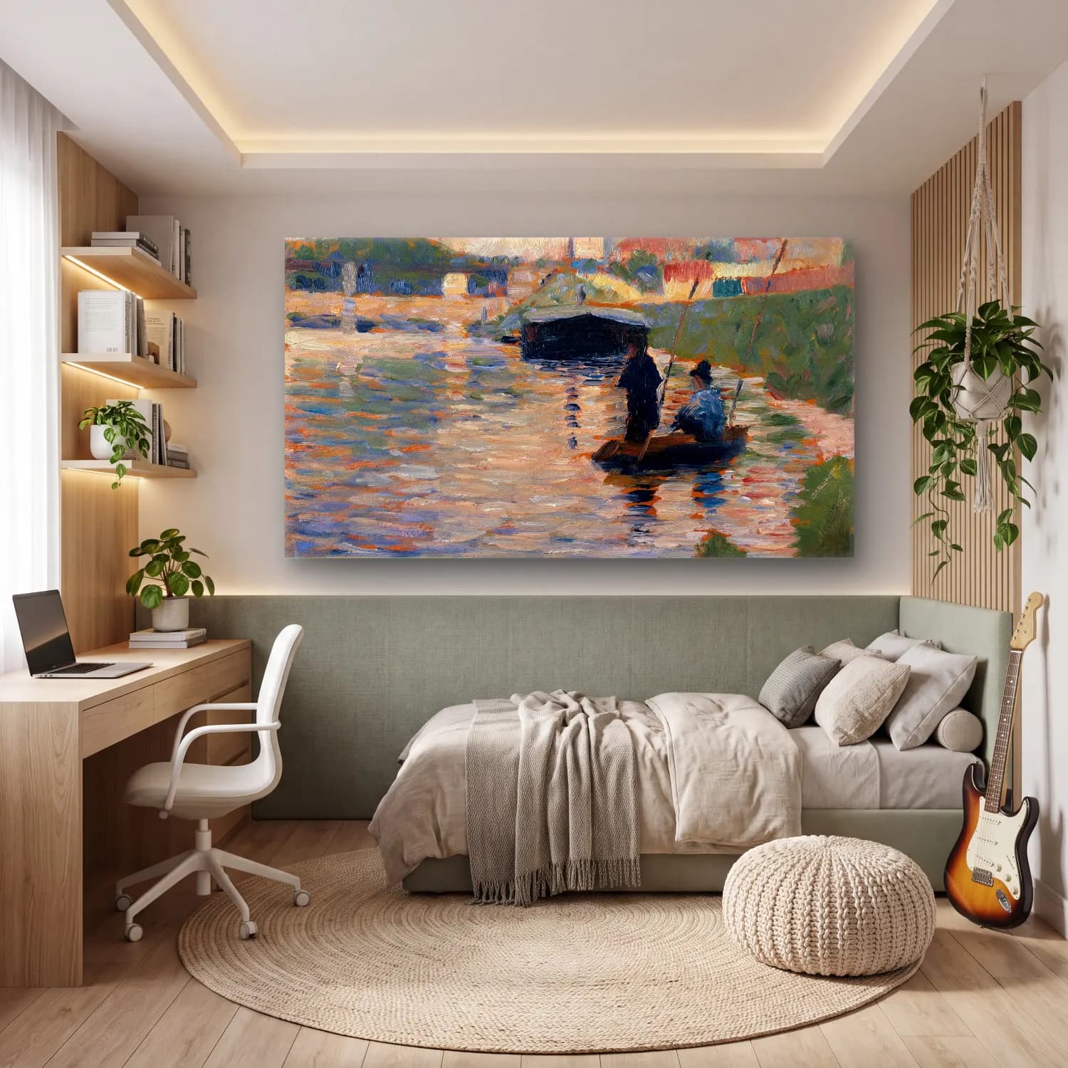 George Seurat – View of the Seine cam tablo — genç odasında
