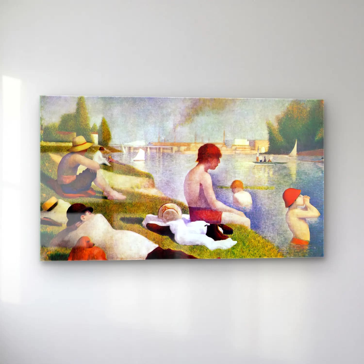 Georges Seurat – Bathers at Asnières cam tablo — sol açıdan görünüm