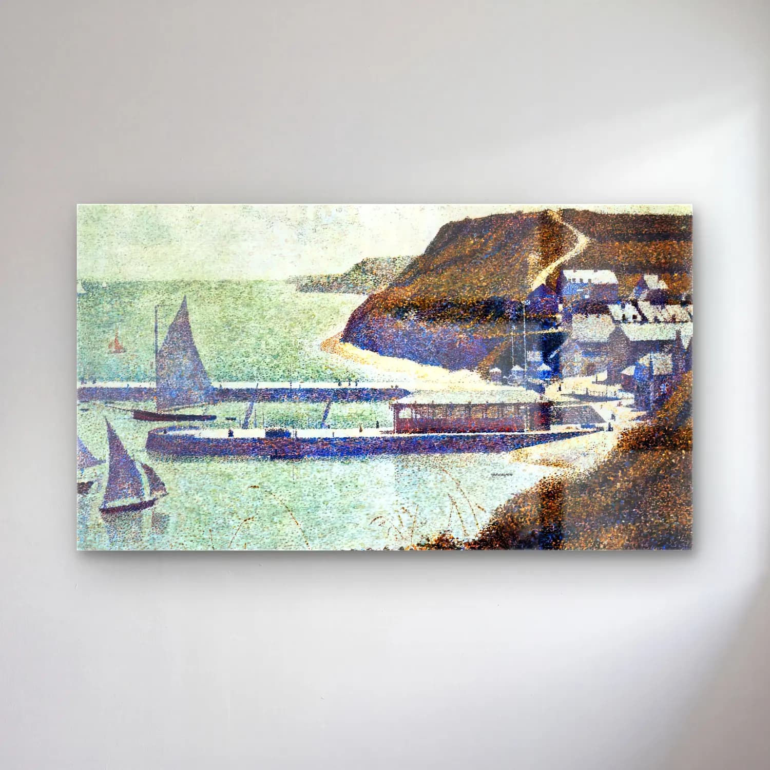 Georges Seurat – Port-en-Bessin, The Outer Harbour at High Tide cam tablo — Georges Seurat – Port-en-Bessin, The Outer Harbour at High Tide — empresyonist liman ve tekneler