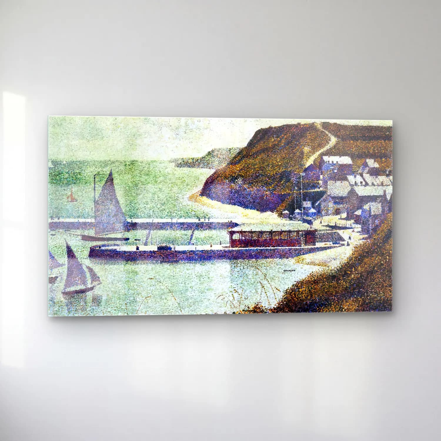 Georges Seurat – Port-en-Bessin, The Outer Harbour at High Tide cam tablo — sol açıdan görünüm