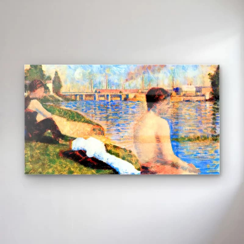 Georges Seurat – Study for Bathers at Asnières cam tablo — Georges Seurat – Study for Bathers at Asnières — empresyonist figür çalışması