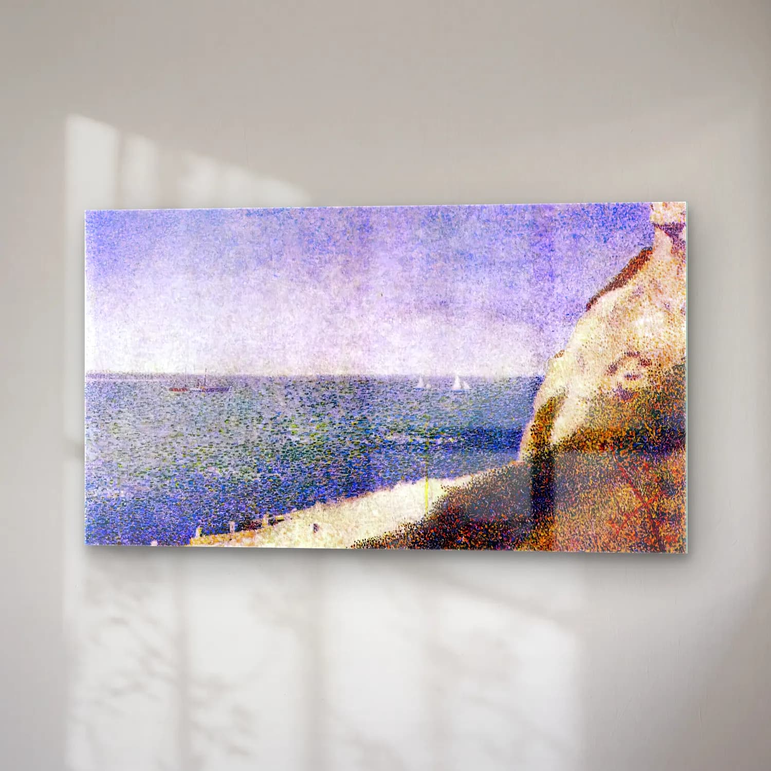 Georges Seurat – The Beach at Bas-Butin near Honfleur cam tablo — sağ açıdan görünüm