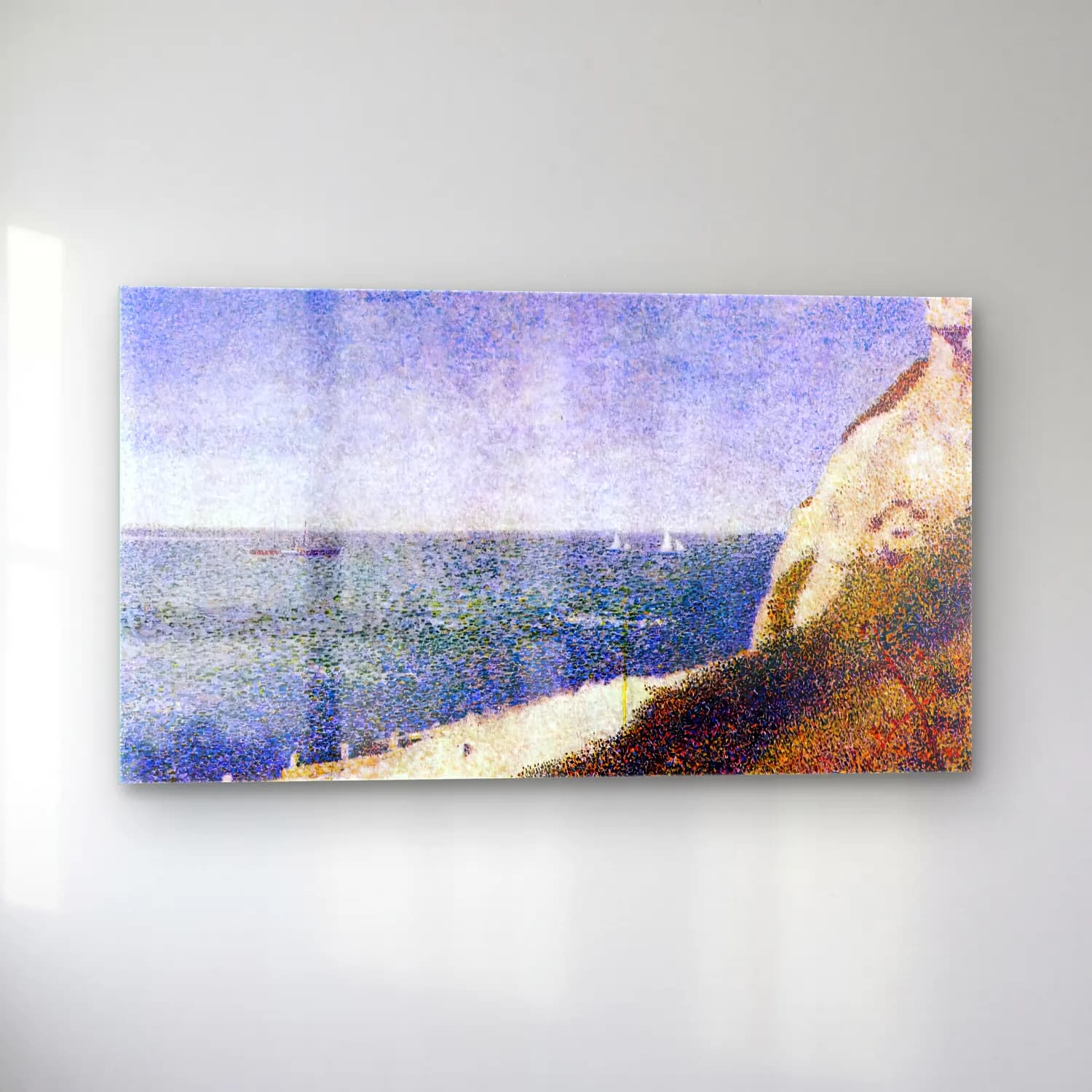 Georges Seurat – The Beach at Bas-Butin near Honfleur cam tablo — sol açıdan görünüm