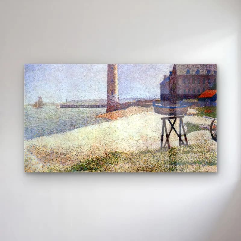 Georges Seurat – The Lighthouse at Honfleur cam tablo — Georges Seurat – The Lighthouse at Honfleur — empresyonist deniz feneri