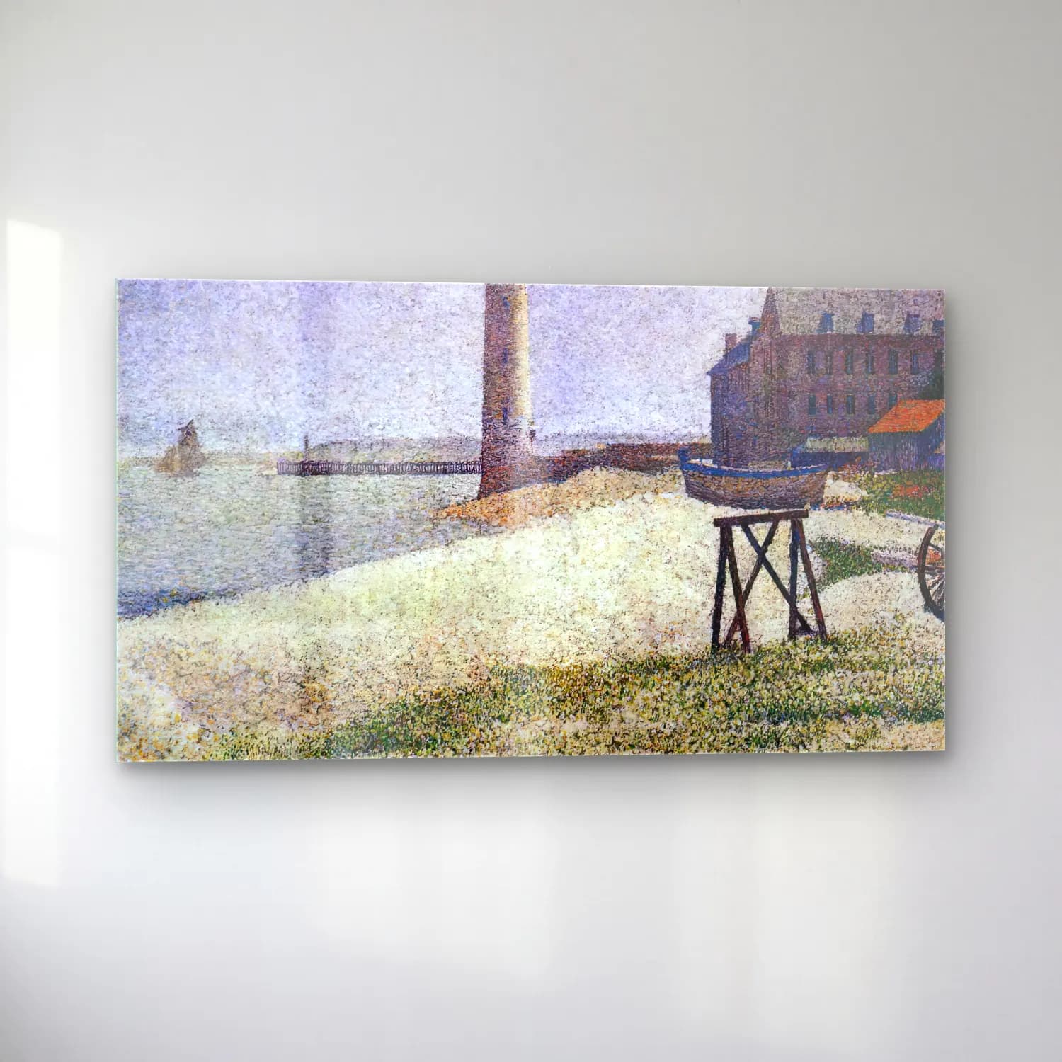 Georges Seurat – The Lighthouse at Honfleur cam tablo — sol açıdan görünüm