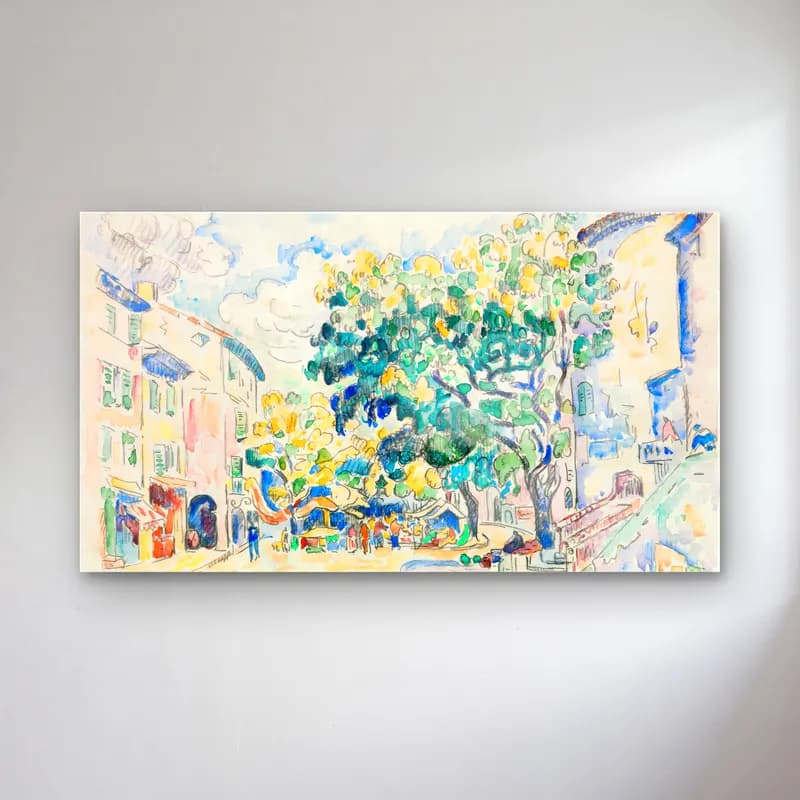 Paul Signac – Antibes cam tablo — Paul Signac – Antibes — suluboya köy sokağı