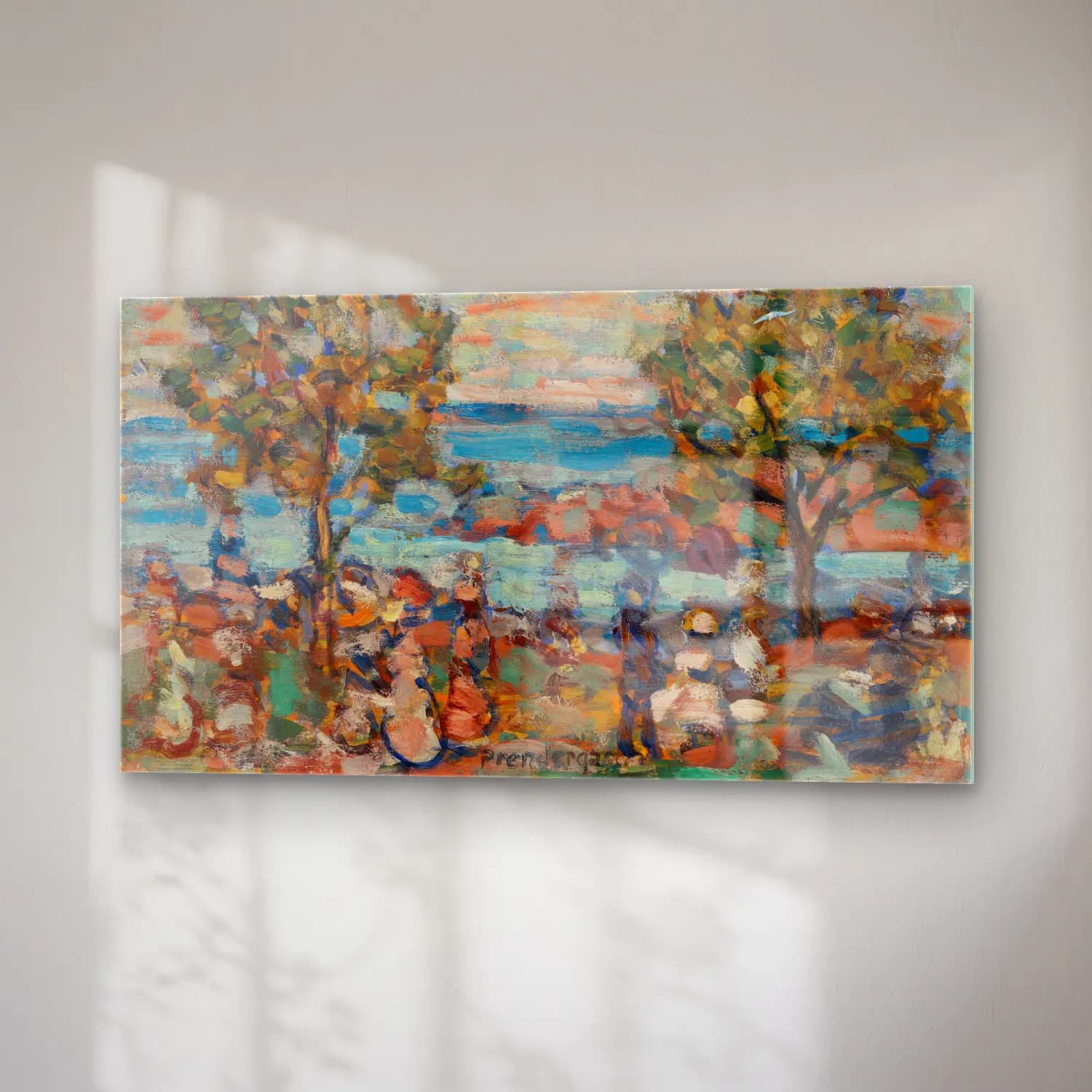 Paul Signac – Beach Scene with Two Trees cam tablo — sağ açıdan görünüm