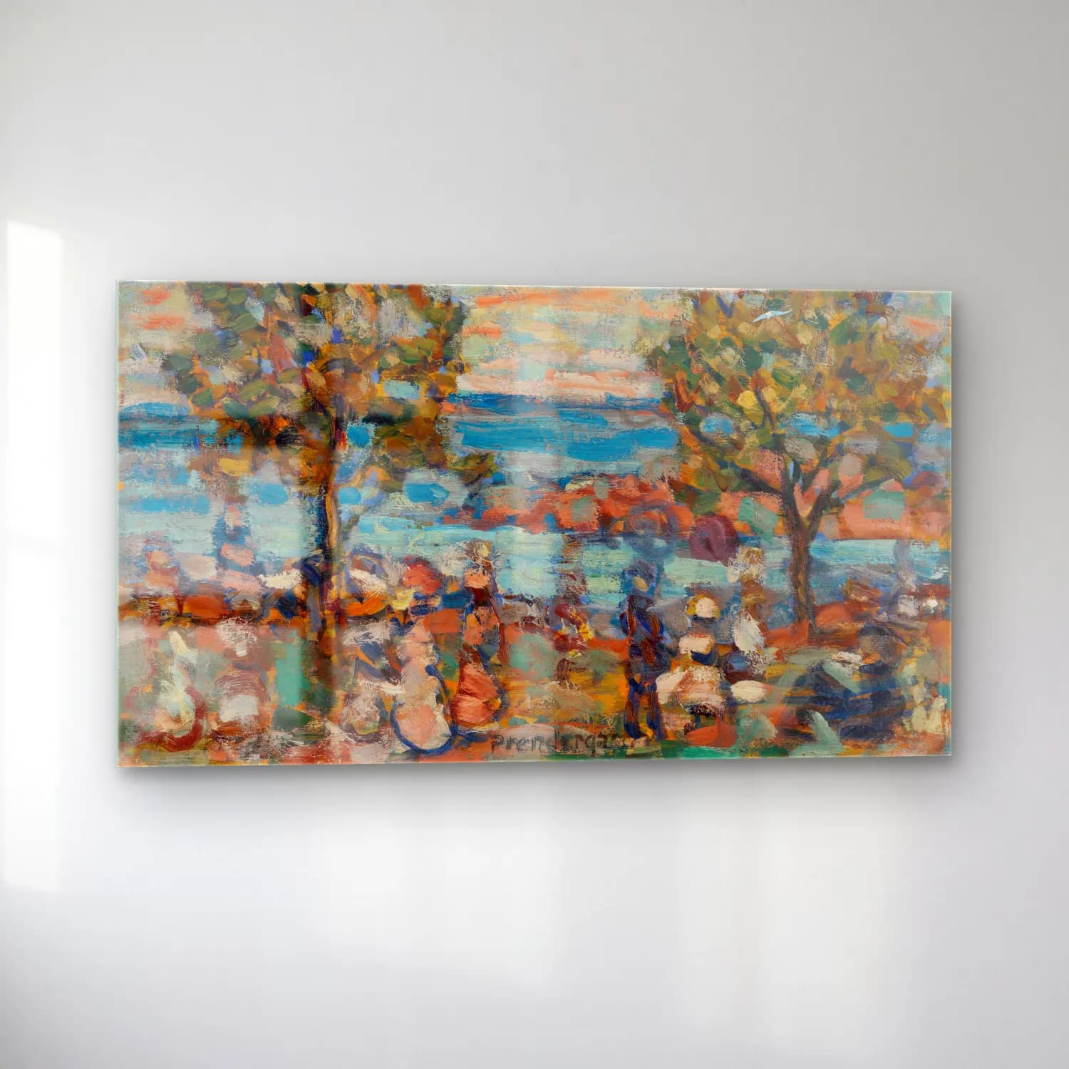 Paul Signac – Beach Scene with Two Trees cam tablo — sol açıdan görünüm