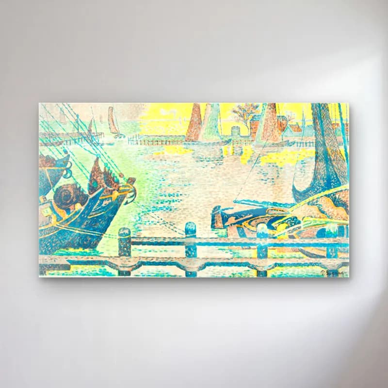 Paul Signac – Boats In Flushing cam tablo — Paul Signac – Boats In Flushing — japon baskı liman ve tekneler
