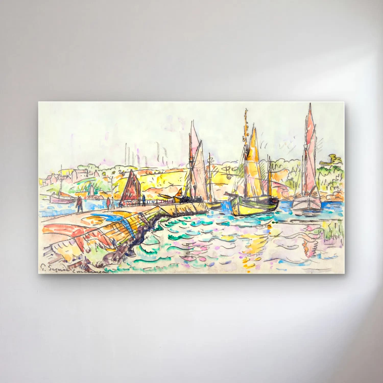 Paul Signac – Concarneau cam tablo — Paul Signac – Concarneau — empresyonist liman ve tekneler