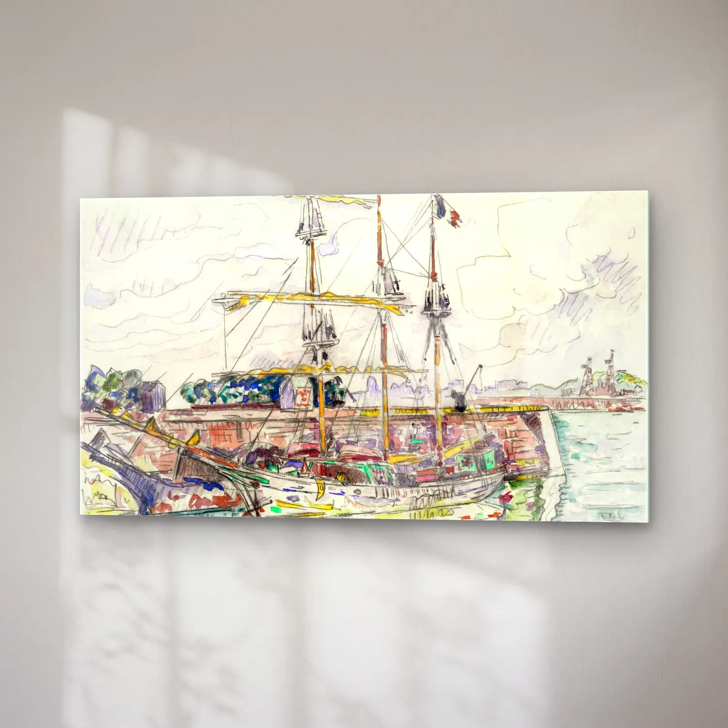 Paul Signac – Docks at Saint Malo cam tablo — sağ açıdan görünüm
