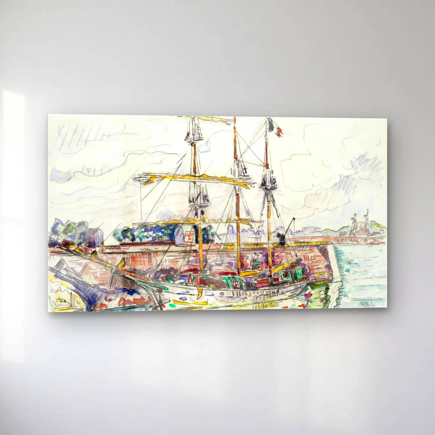 Paul Signac – Docks at Saint Malo cam tablo — sol açıdan görünüm