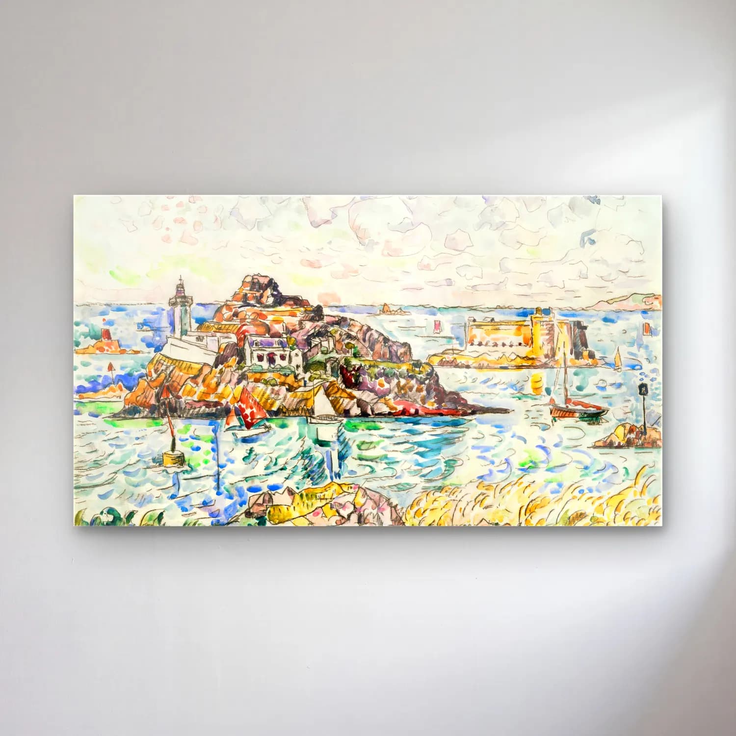 Paul Signac – Entrance of the River cam tablo — Paul Signac – Entrance of the River — suluboya liman ve tekneler