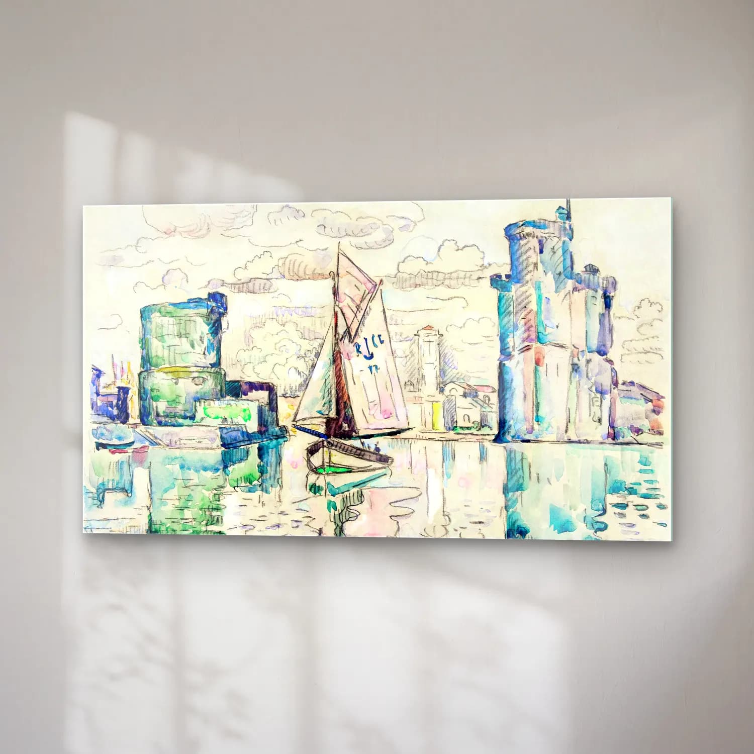 Paul Signac – Entrance to the port of La Rochelle cam tablo — sağ açıdan görünüm