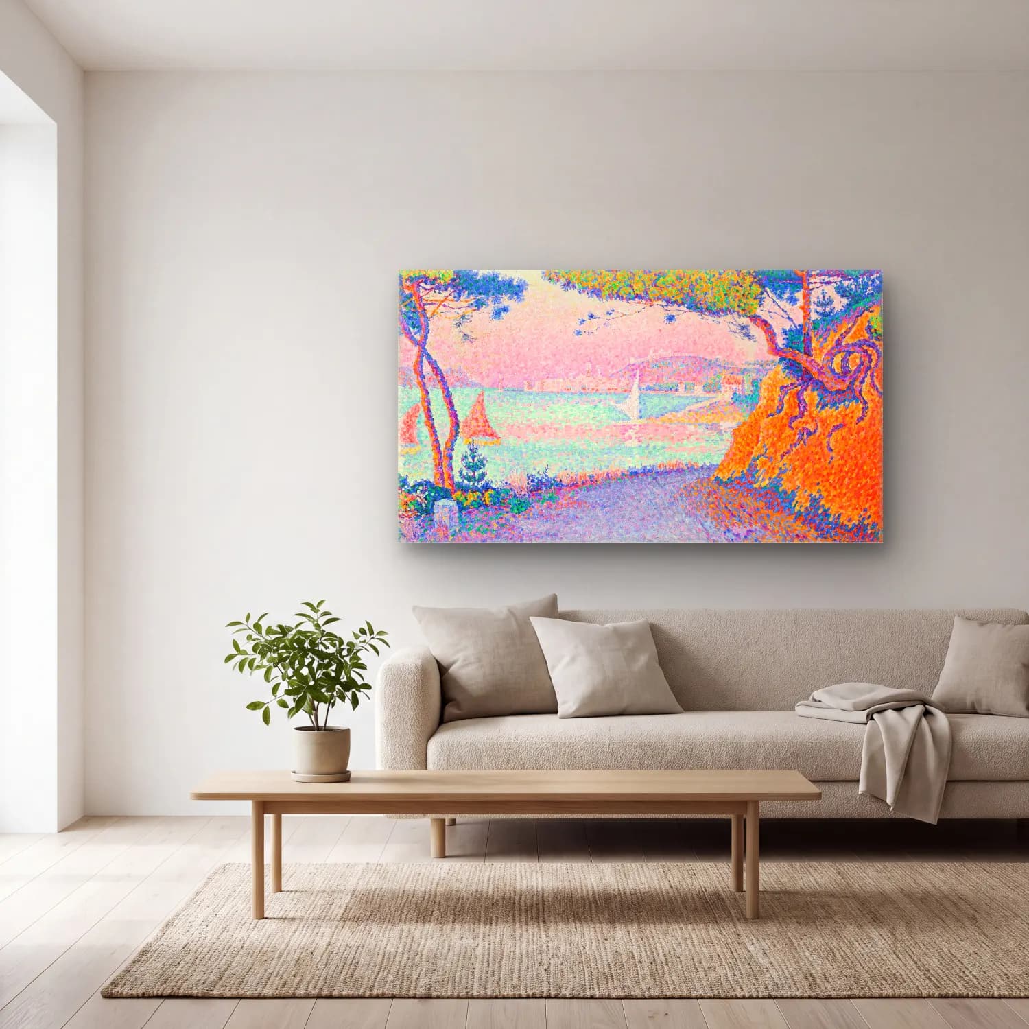 Paul Signac – Golfe Juan cam tablo — açık renk salonda