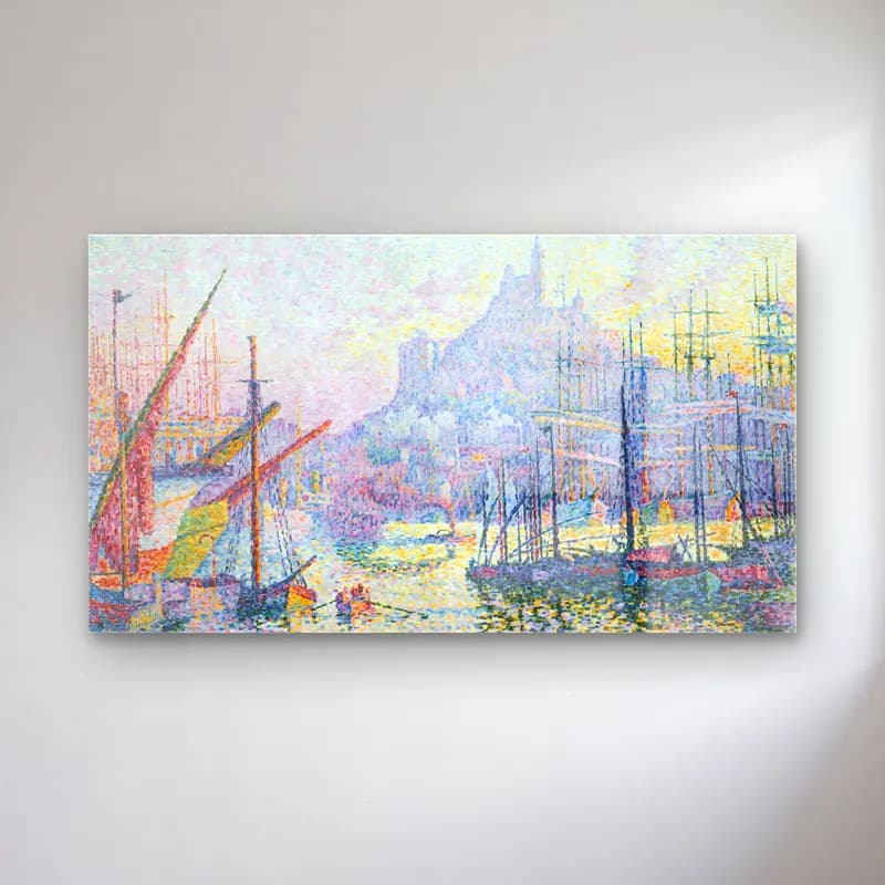 Paul Signac – Kunstdruck cam tablo — Paul Signac – Kunstdruck — empresyonist liman ve tekneler
